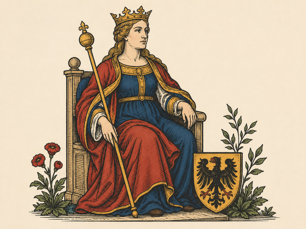 Ilustração editorial da Imperatriz inspirada na tradição do Tarô de Marselha